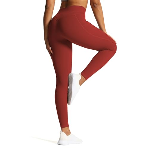 Aoxjox Trinity High Waisted Yoga Pants with Pockets for Women Tummy Control Cross-Waist Crossover Workout Leggings 26''