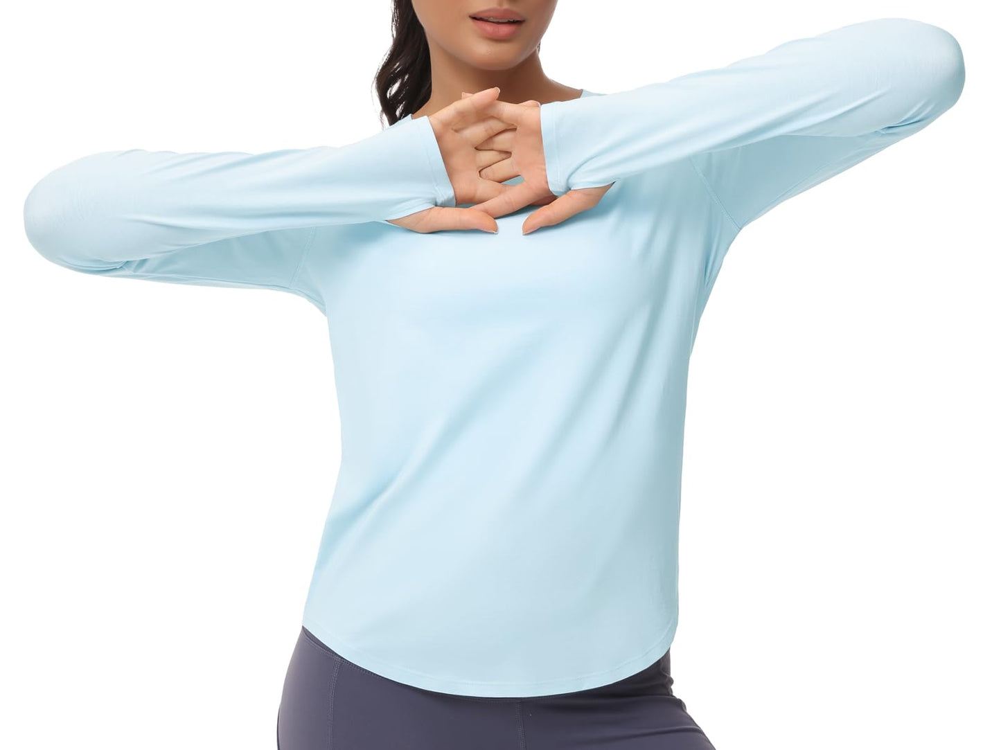 THE GYM PEOPLE Women's Long Sleeve Workout Shirts Athletic Crewneck Hiking Tops with Thumb Hole