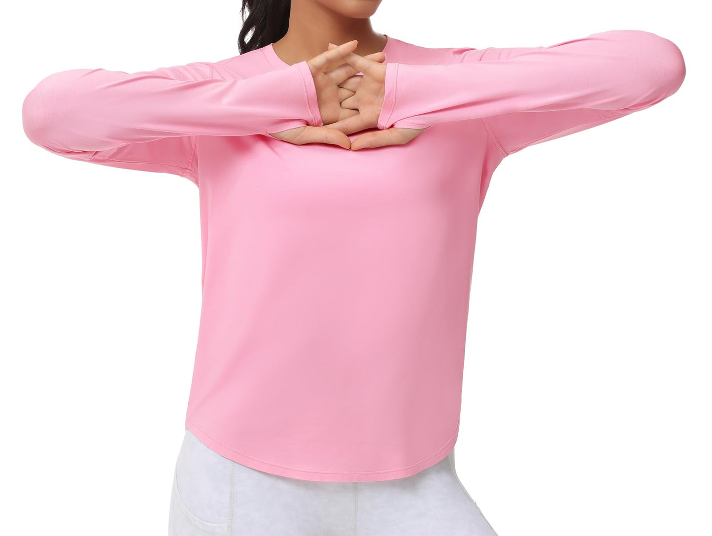 THE GYM PEOPLE Women's Long Sleeve Workout Shirts Athletic Crewneck Hiking Tops with Thumb Hole