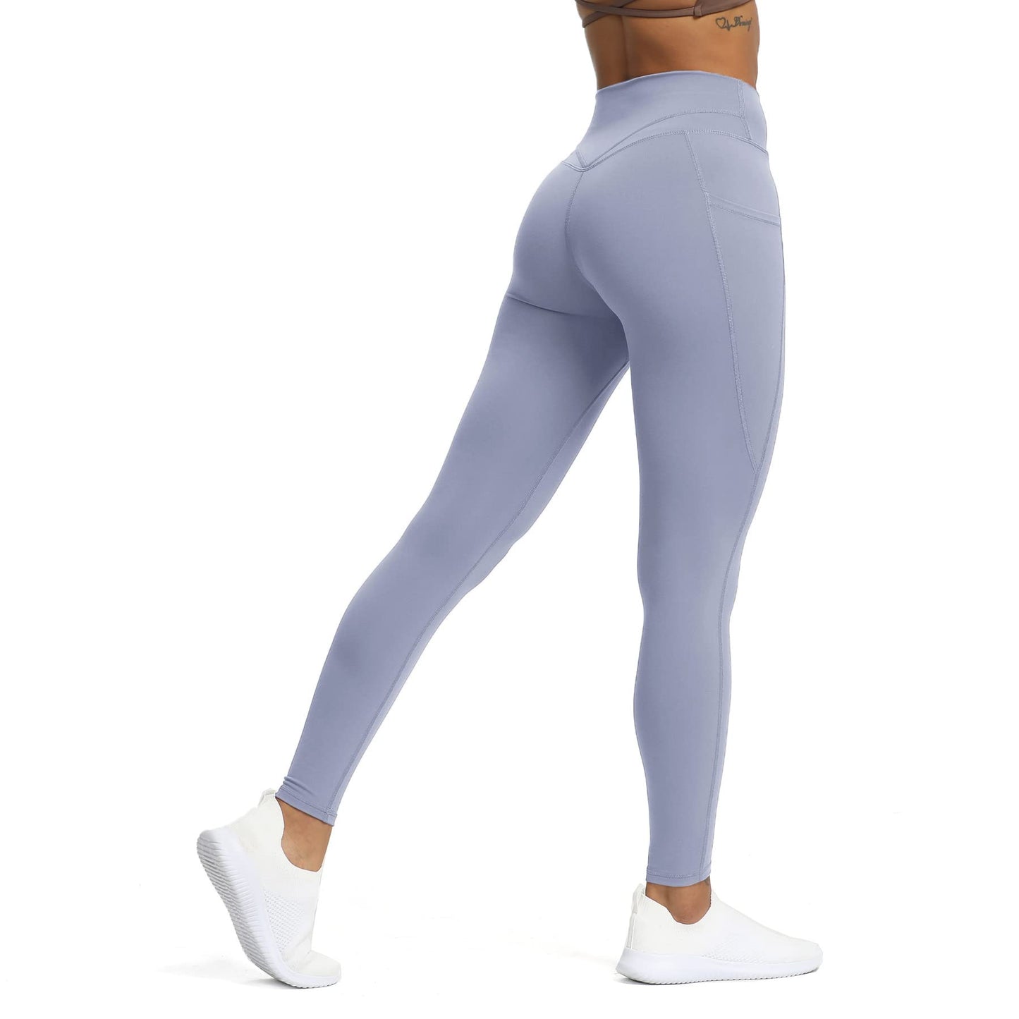 Aoxjox Trinity High Waisted Yoga Pants with Pockets for Women Tummy Control Cross-Waist Crossover Workout Leggings 26''