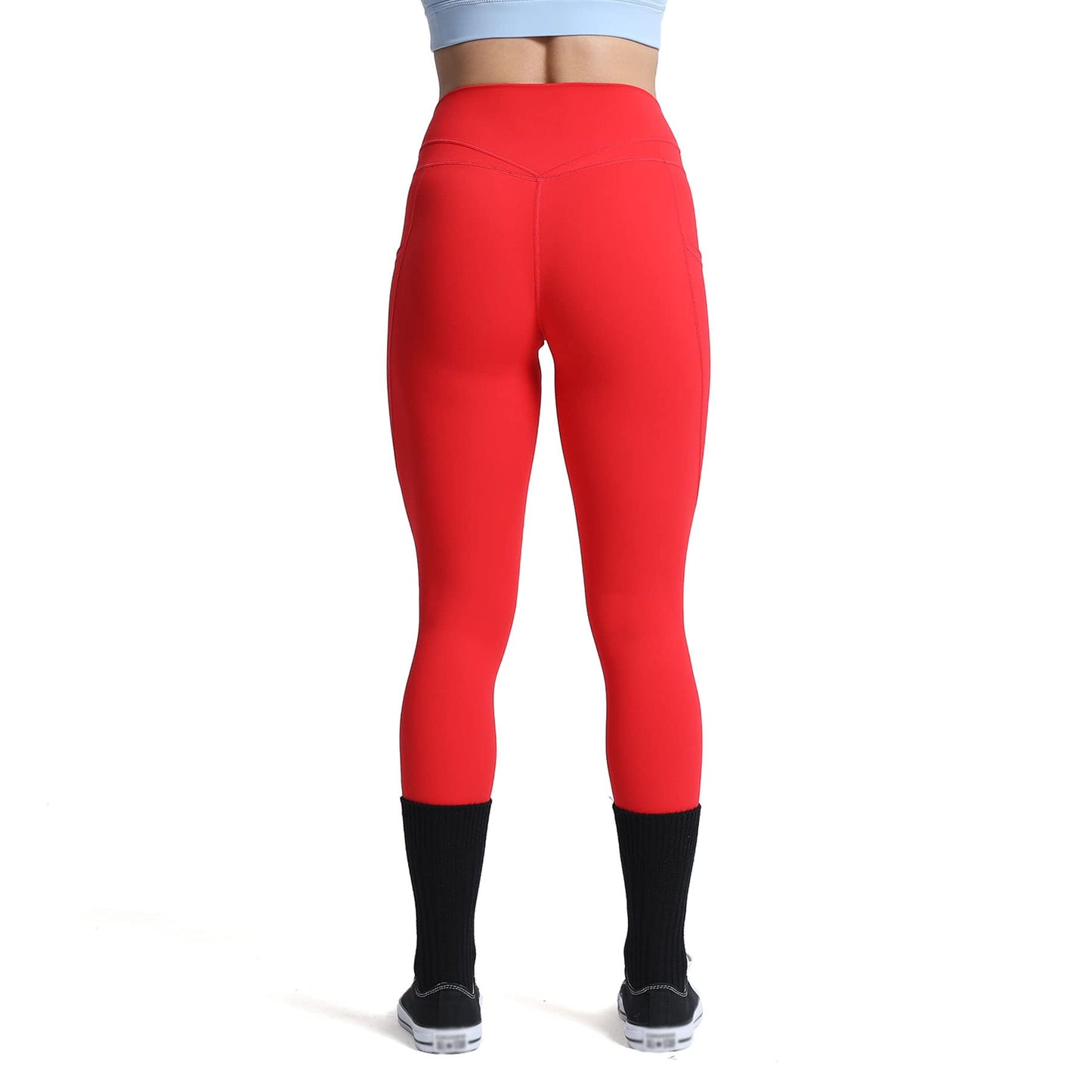 Aoxjox Trinity High Waisted Yoga Pants with Pockets for Women Tummy Control Cross-Waist Crossover Workout Leggings 26''