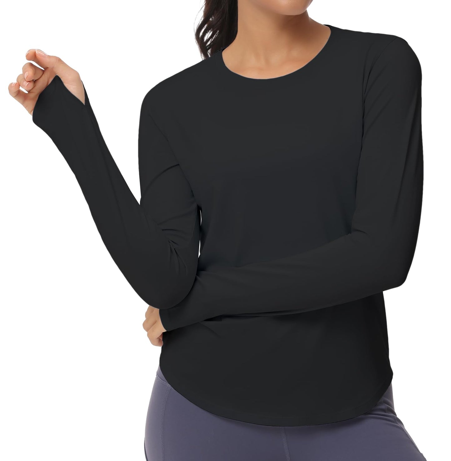 THE GYM PEOPLE Women's Long Sleeve Workout Shirts Athletic Crewneck Hiking Tops with Thumb Hole