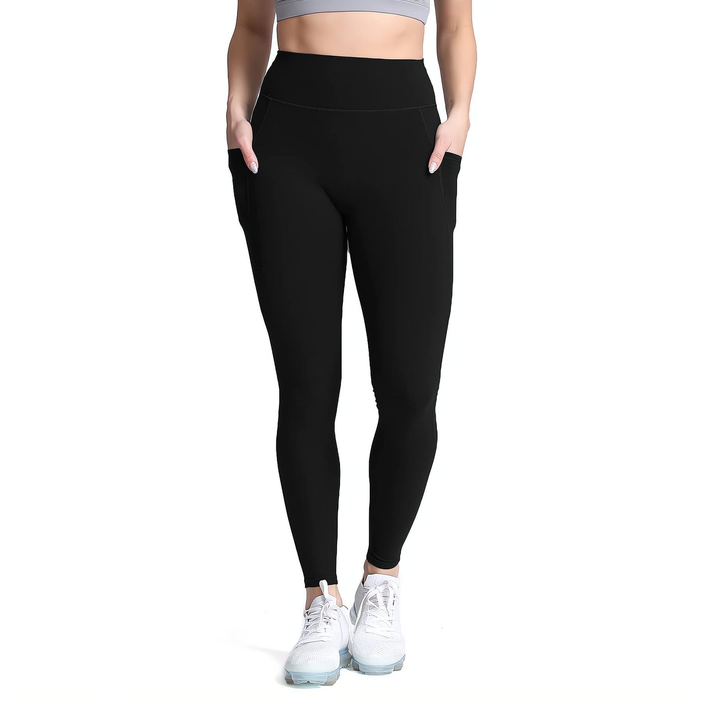 Aoxjox Trinity High Waisted Yoga Pants with Pockets for Women Tummy Control Cross-Waist Crossover Workout Leggings 26''