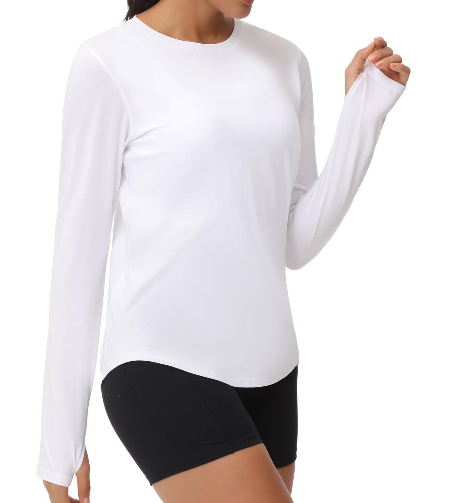 THE GYM PEOPLE Women's Long Sleeve Workout Shirts Athletic Crewneck Hiking Tops with Thumb Hole