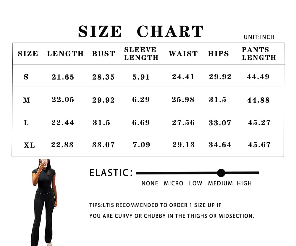 ZFLM Casual Workout Two Piece Outfits for Women Short Sleeve Crop High Waist Foldover Flare Pants Tracksuit Sets Streetwear