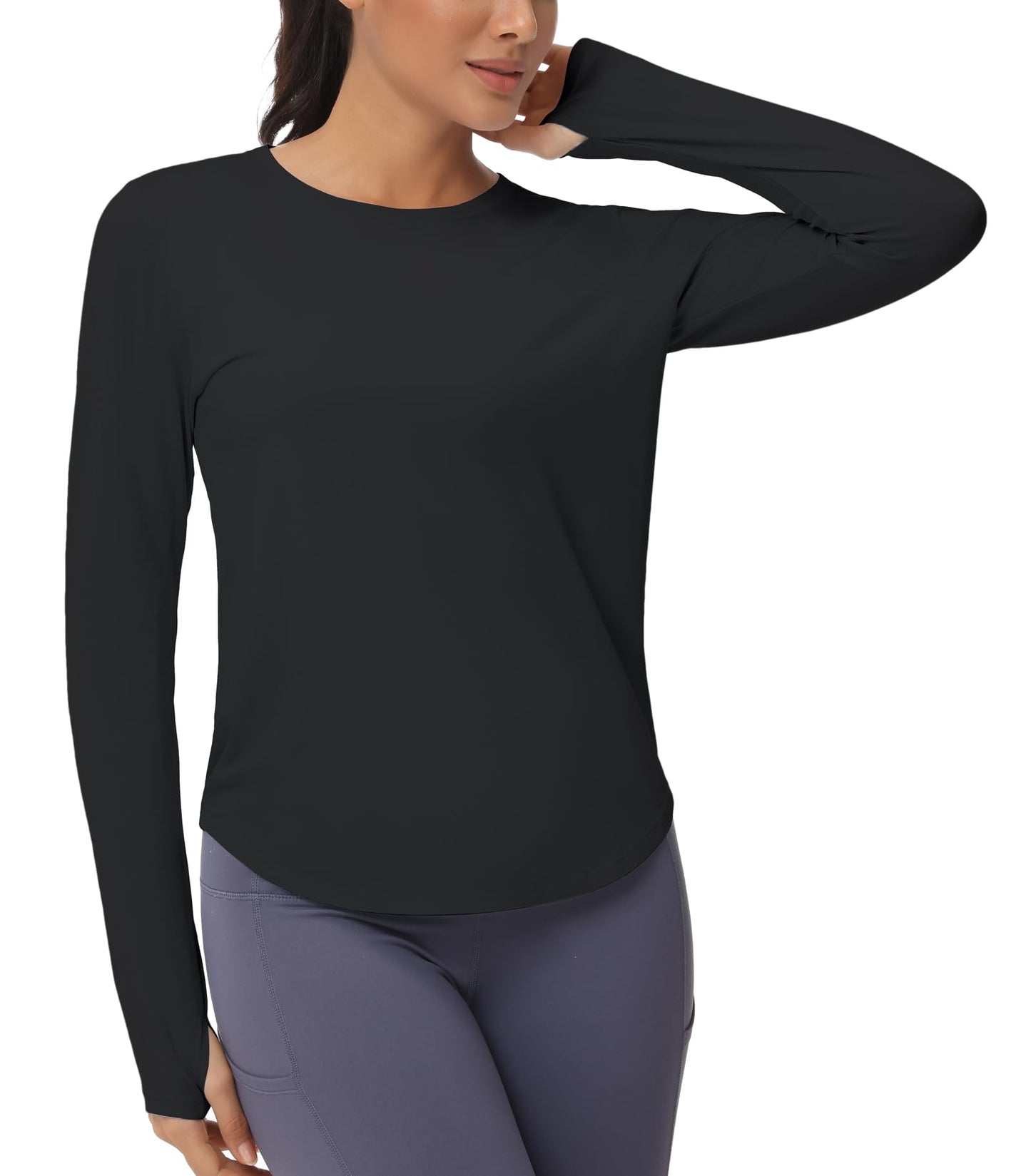 THE GYM PEOPLE Women's Long Sleeve Workout Shirts Athletic Crewneck Hiking Tops with Thumb Hole