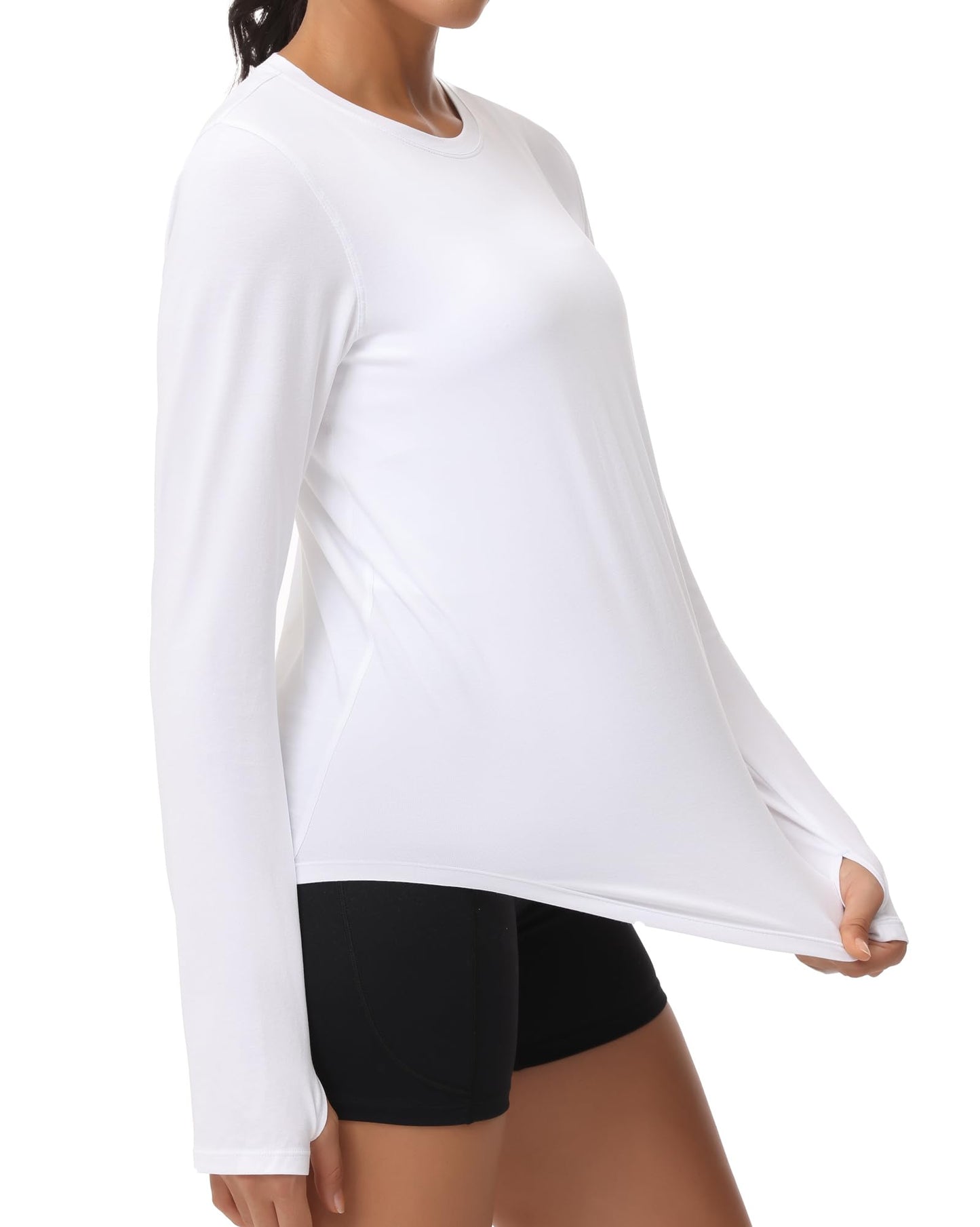 THE GYM PEOPLE Women's Long Sleeve Workout Shirts Athletic Crewneck Hiking Tops with Thumb Hole