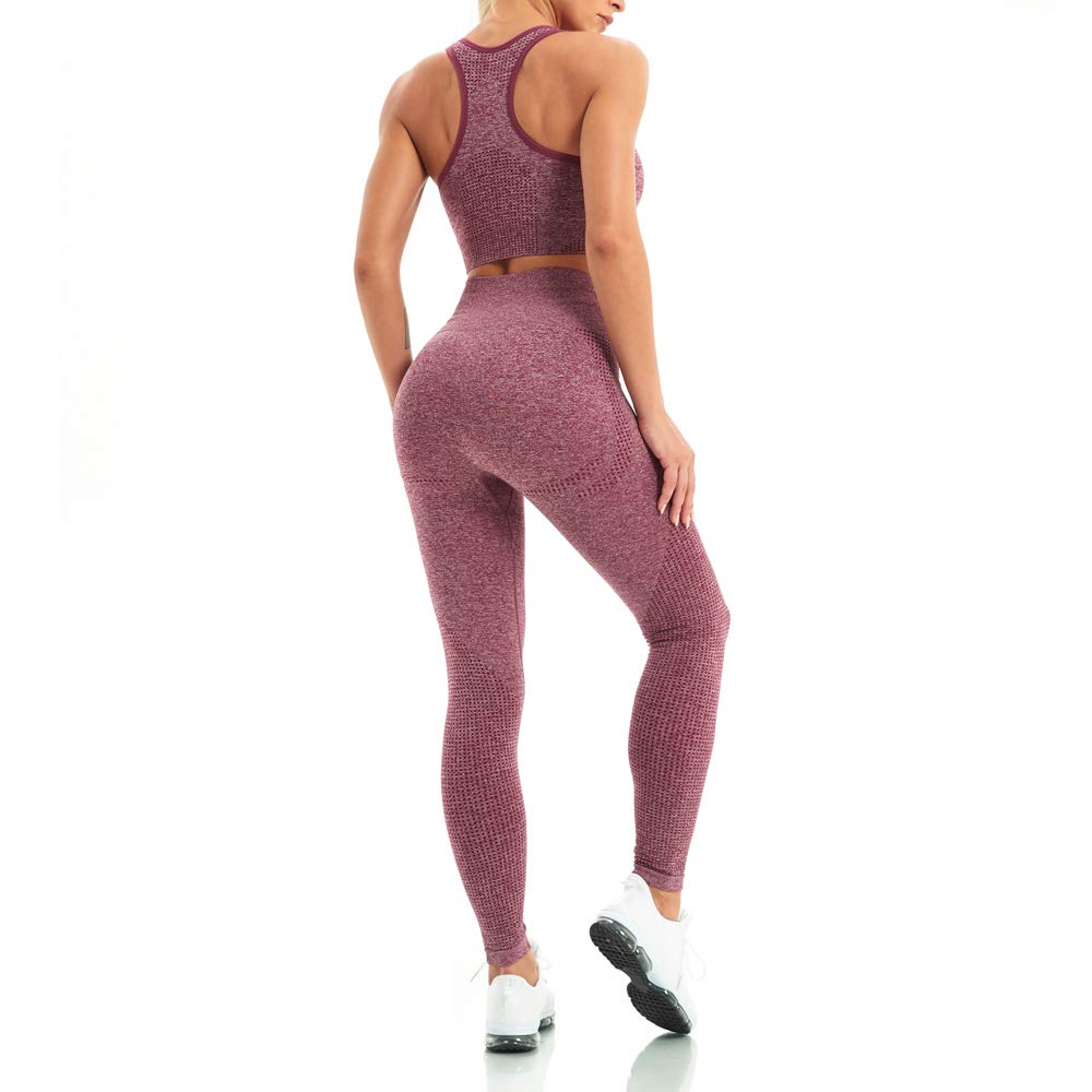 WodoWei Women 2 Piece Workout Outfits Sports Bra Seamless Leggings Yoga Gym Activewear Set