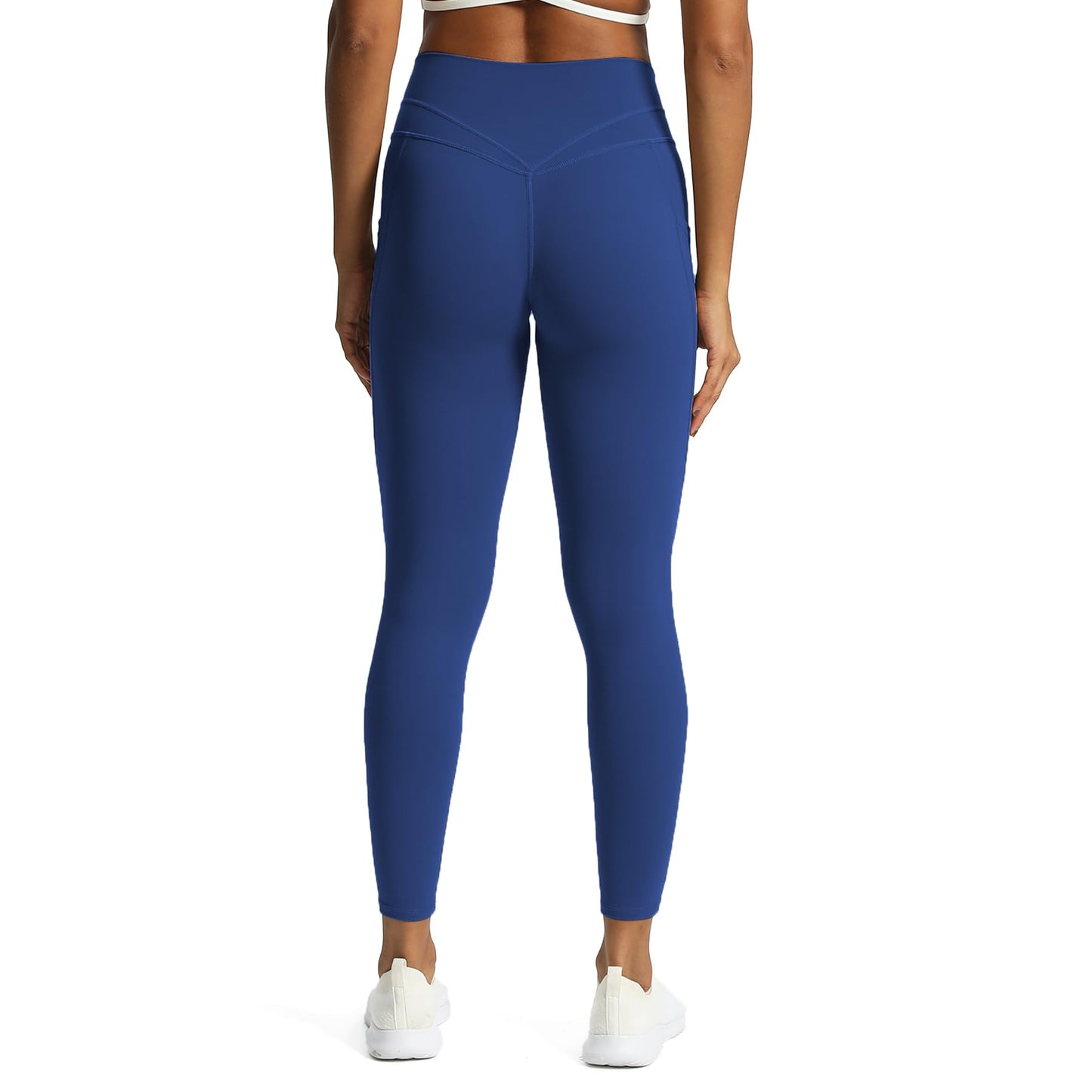 Aoxjox Trinity High Waisted Yoga Pants with Pockets for Women Tummy Control Cross-Waist Crossover Workout Leggings 26''