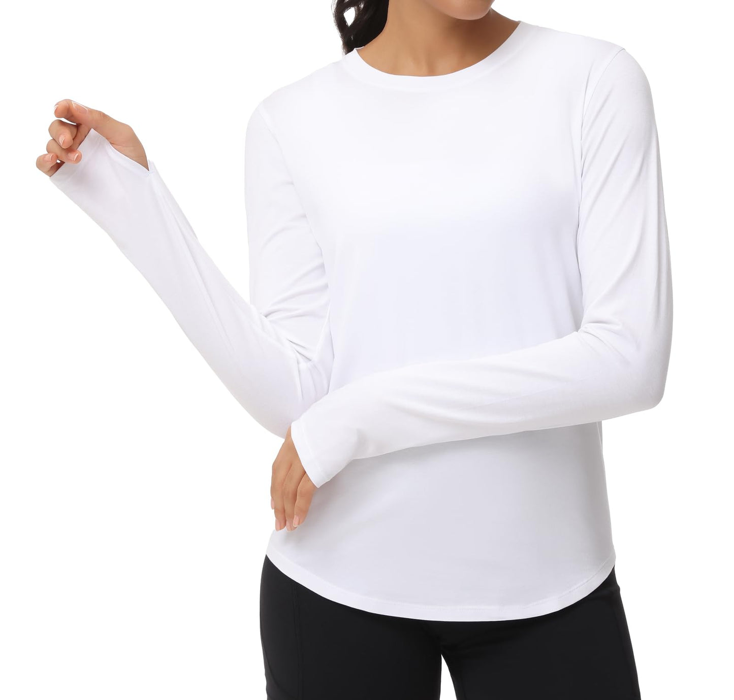 THE GYM PEOPLE Women's Long Sleeve Workout Shirts Athletic Crewneck Hiking Tops with Thumb Hole