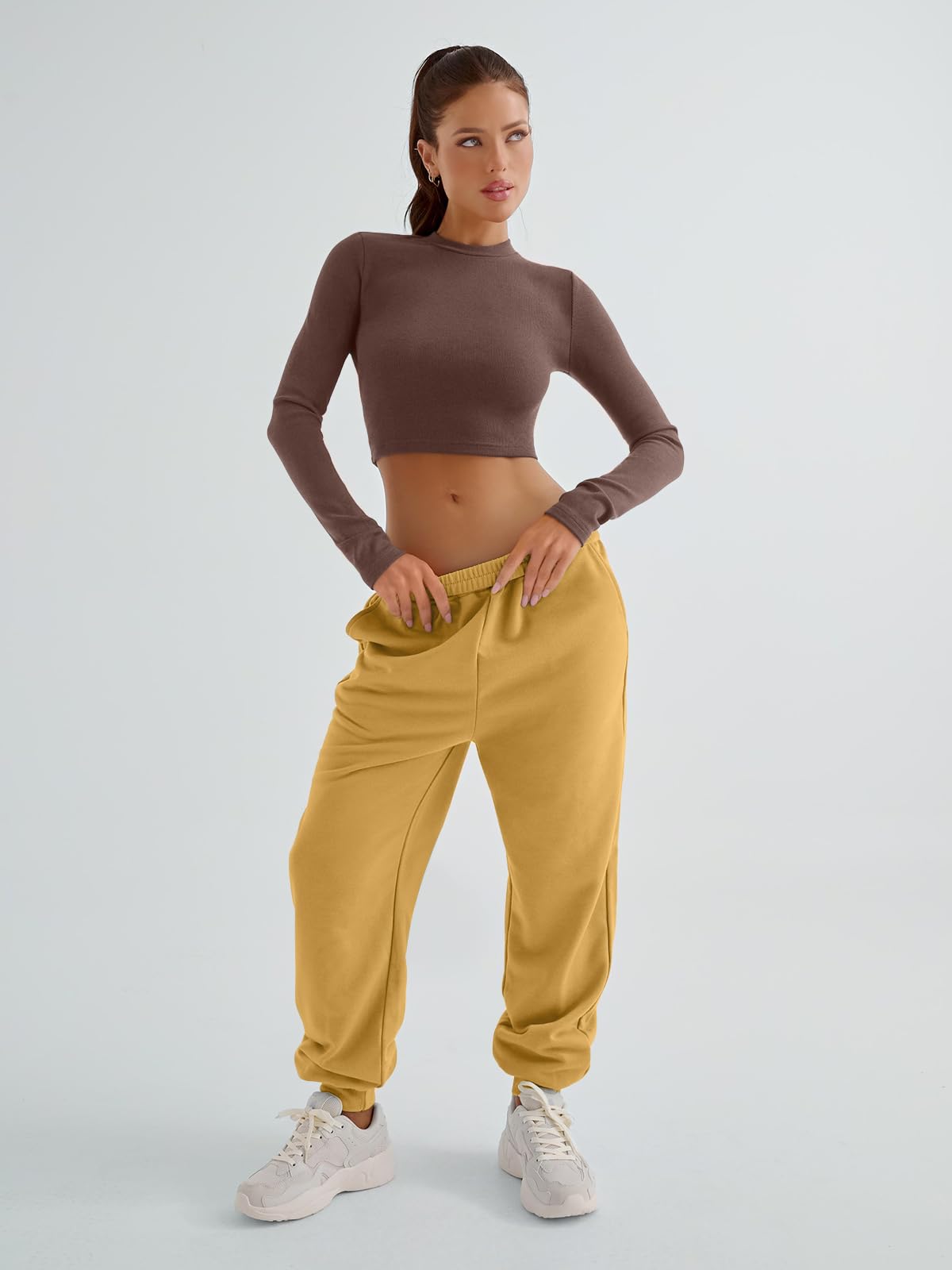 Yovela Sweatpants Women Baggy High Waisted Sweat Pants Fall Clothes Casual Joggers Y2k Aesthetic Warm Trousers with Pockets