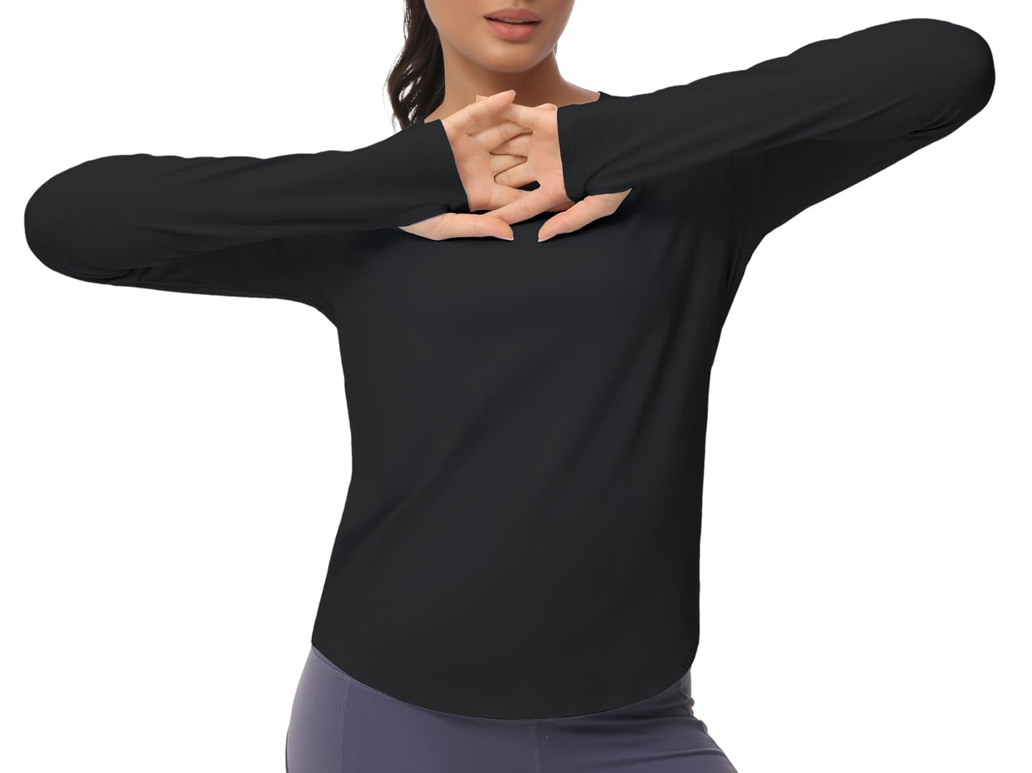 THE GYM PEOPLE Women's Long Sleeve Workout Shirts Athletic Crewneck Hiking Tops with Thumb Hole