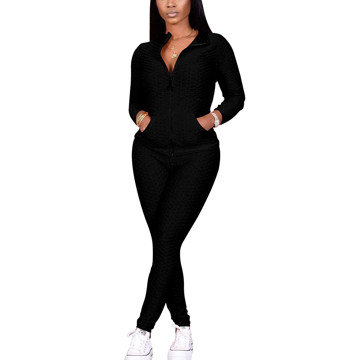 Mrskoala Two Piece Outfits for Women Jogger Sets Workout Sweat Suits Tracksuit Pants Set