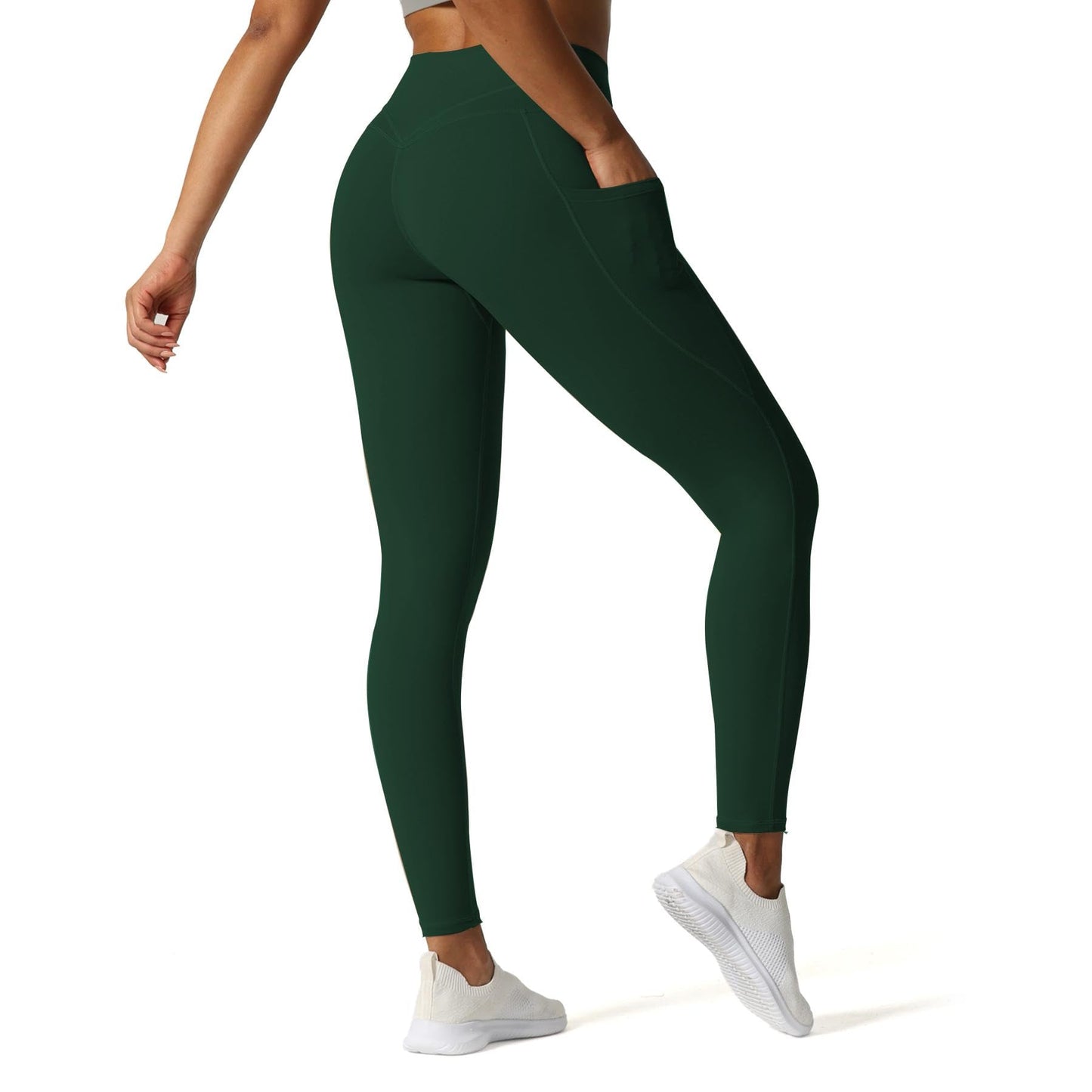 Aoxjox Trinity High Waisted Yoga Pants with Pockets for Women Tummy Control Cross-Waist Crossover Workout Leggings 26''