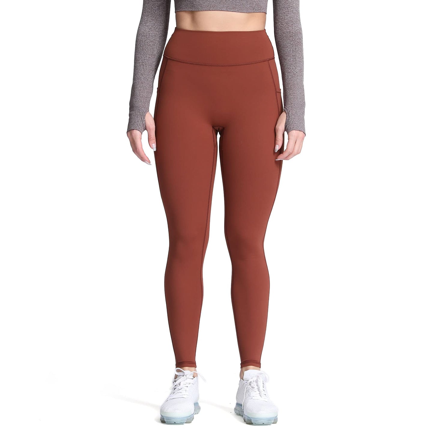 Aoxjox Trinity High Waisted Yoga Pants with Pockets for Women Tummy Control Cross-Waist Crossover Workout Leggings 26''