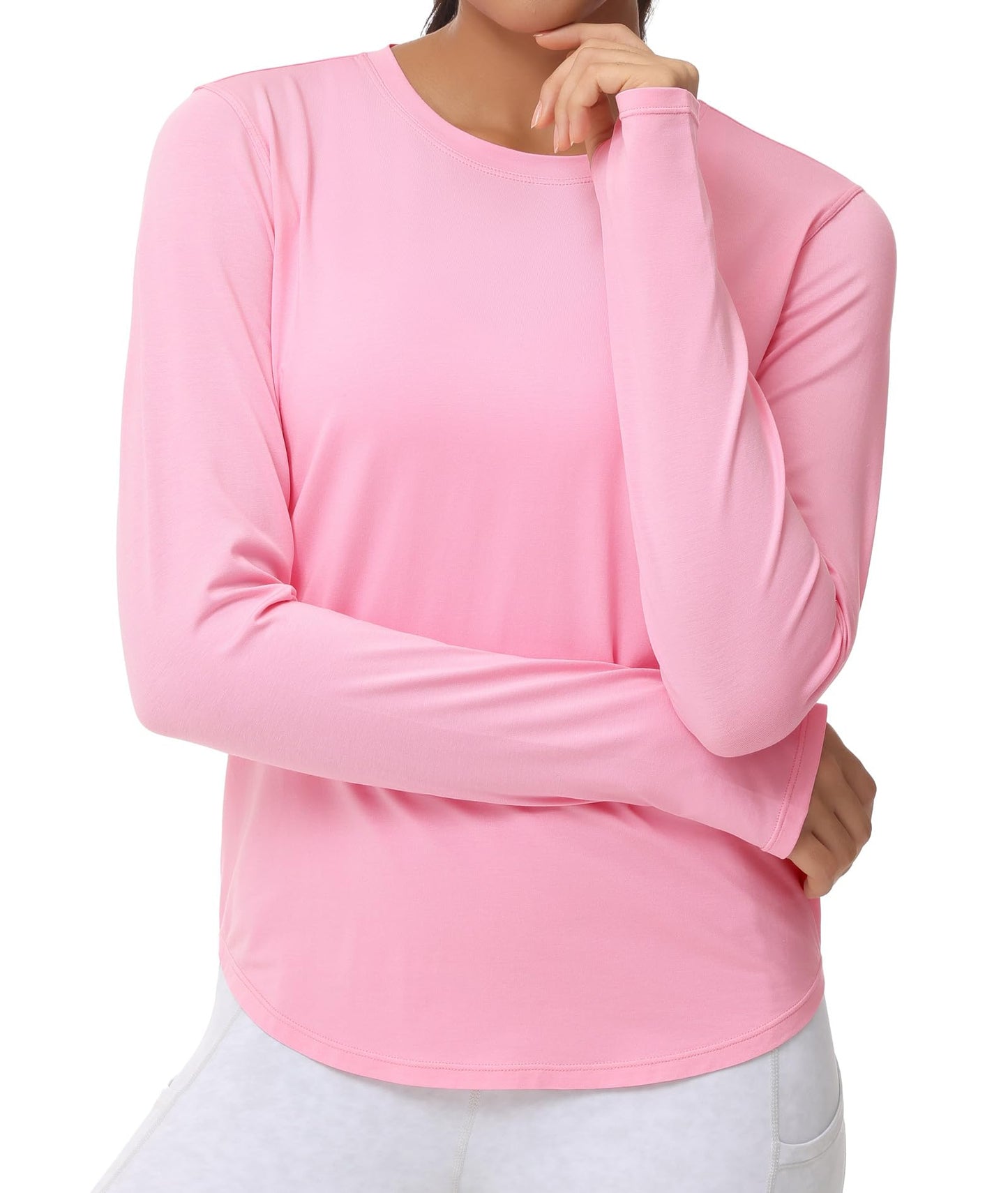 THE GYM PEOPLE Women's Long Sleeve Workout Shirts Athletic Crewneck Hiking Tops with Thumb Hole