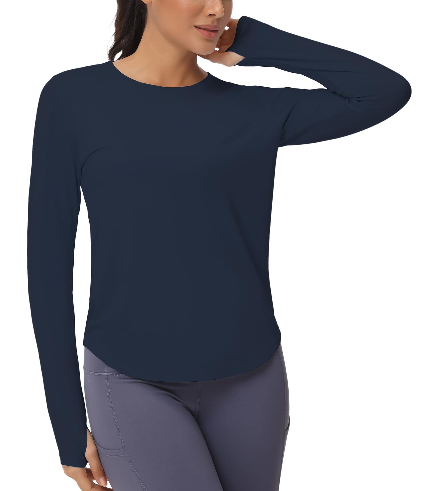 THE GYM PEOPLE Women's Long Sleeve Workout Shirts Athletic Crewneck Hiking Tops with Thumb Hole