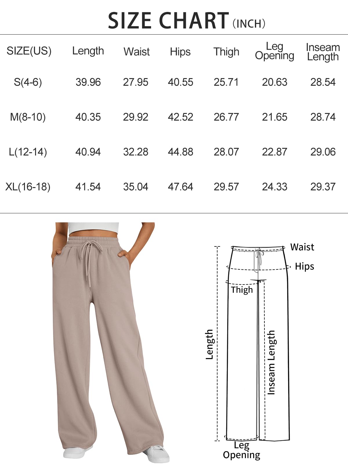 Trendy Queen Womens Wide Leg Sweatpants High Waisted Baggy Lounge Pants Drawstring Athletic Flared Joggers with Pockets