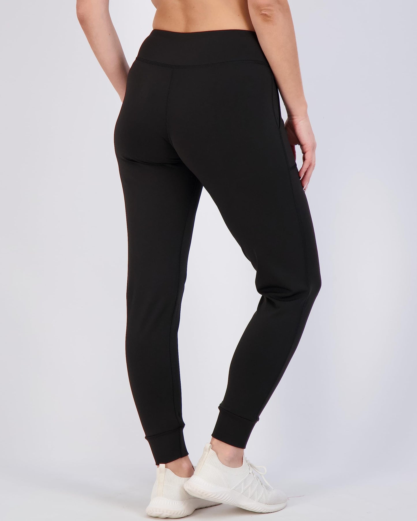 Real Essentials 3 Pack: Women's Joggers with Pockets - High Waist Workout Yoga Tapered Athletic Leggings (Available in Plus)