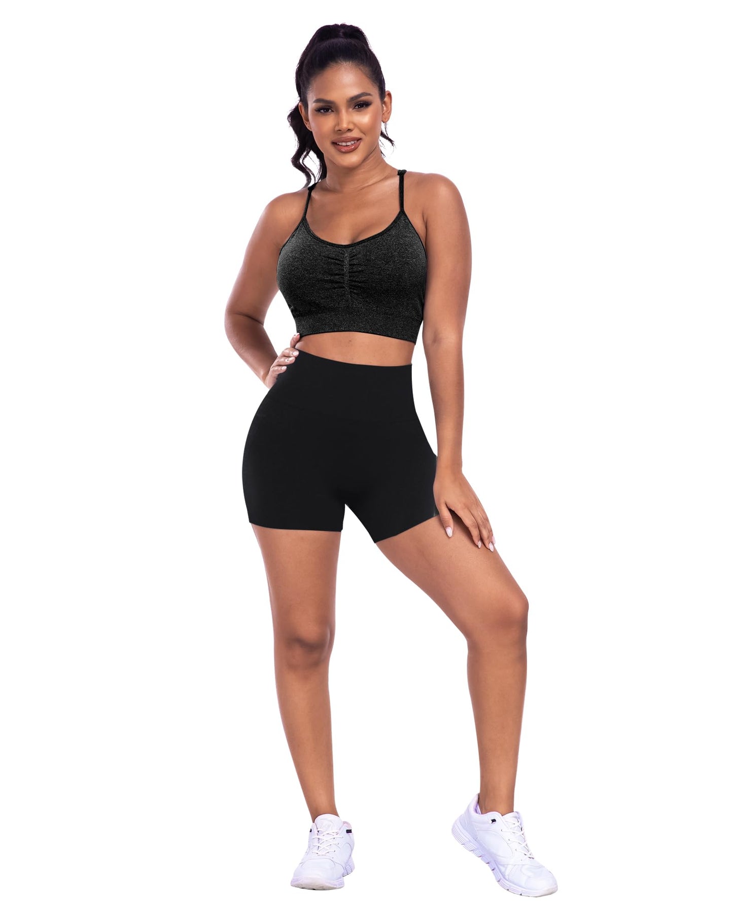 ATHVOTAR 3 Piece Workout Shorts Women Seamless Scrunch Butt Lifting High Waisted Gym Booty Shorts