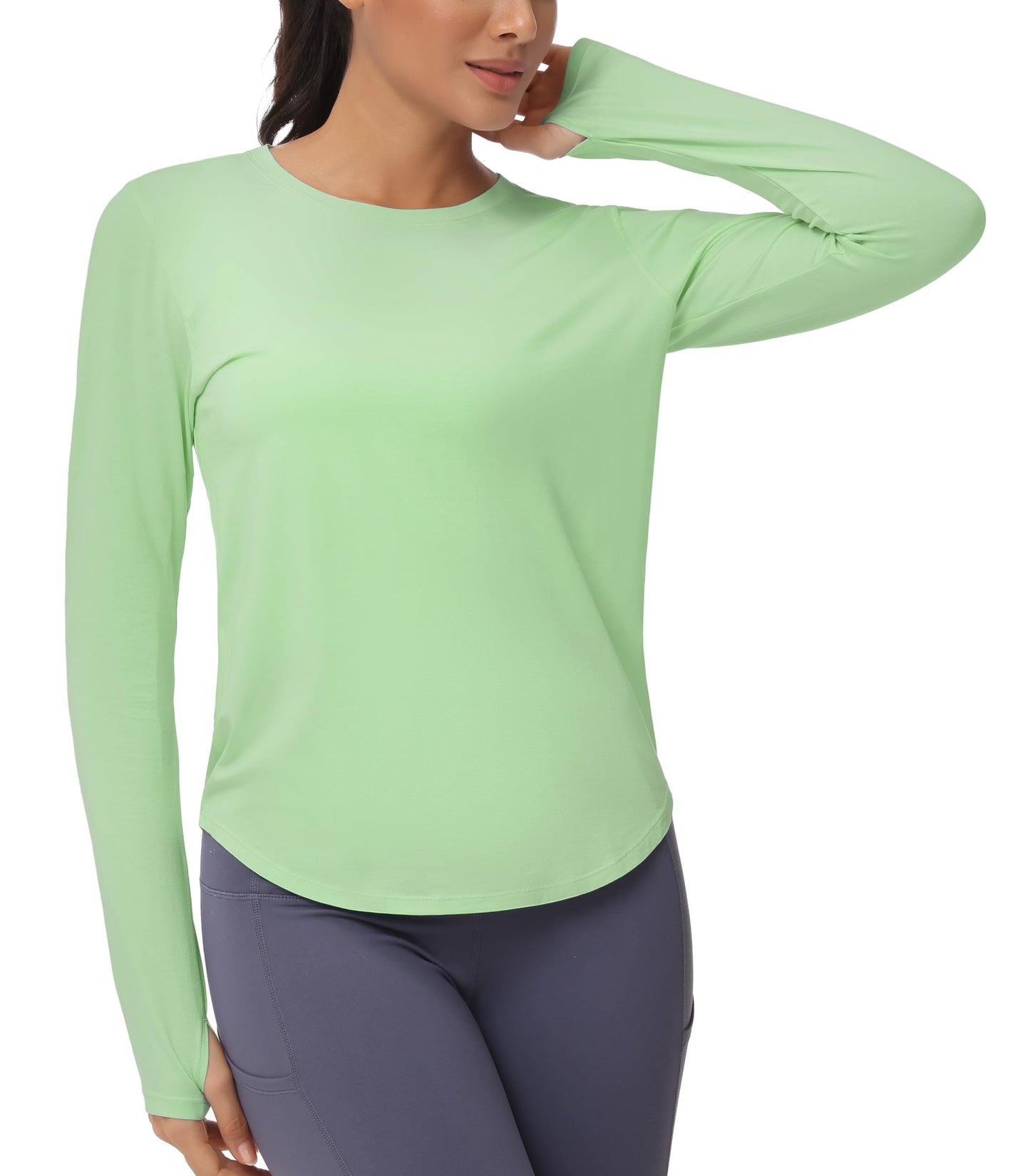 THE GYM PEOPLE Women's Long Sleeve Workout Shirts Athletic Crewneck Hiking Tops with Thumb Hole