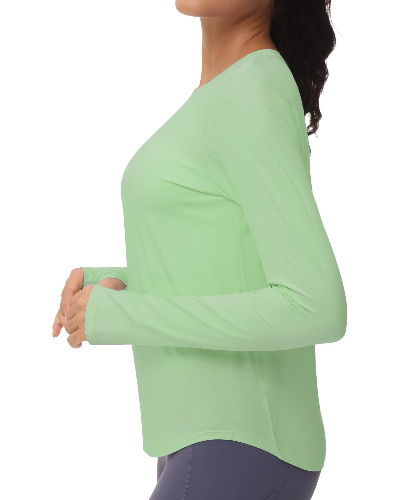 THE GYM PEOPLE Women's Long Sleeve Workout Shirts Athletic Crewneck Hiking Tops with Thumb Hole