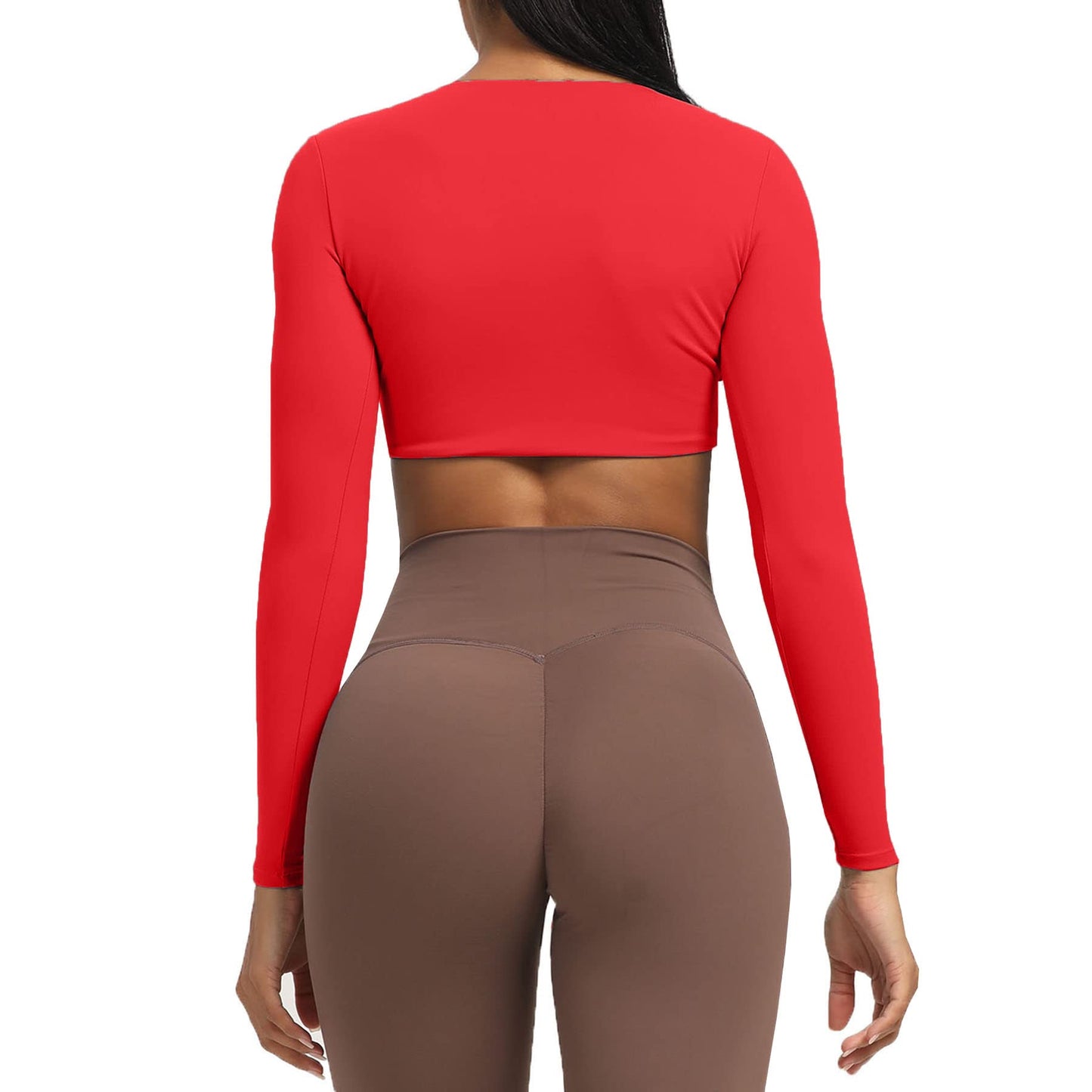 Aoxjox Long Sleeve Crop Tops for Women Sienna Twist Deep V Workout Crop T Shirt Top