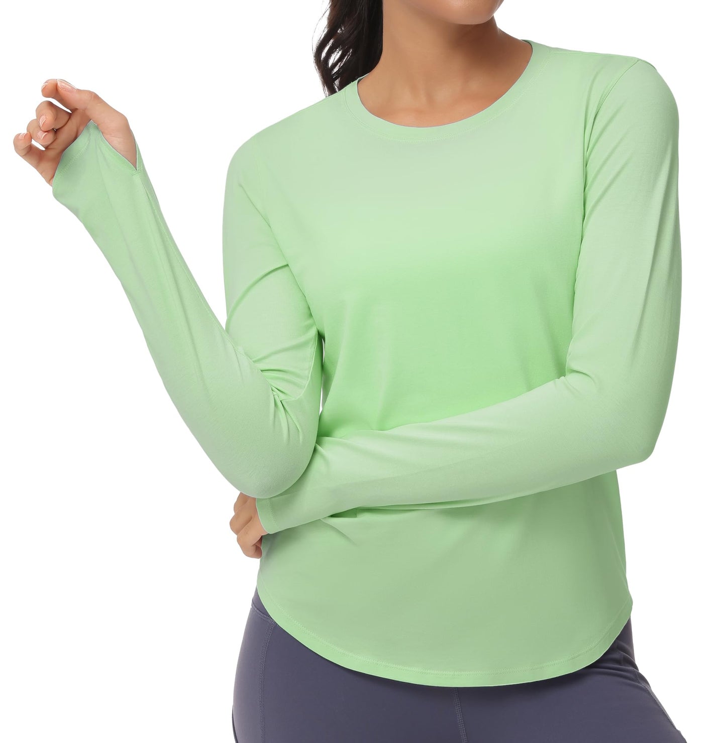 THE GYM PEOPLE Women's Long Sleeve Workout Shirts Athletic Crewneck Hiking Tops with Thumb Hole