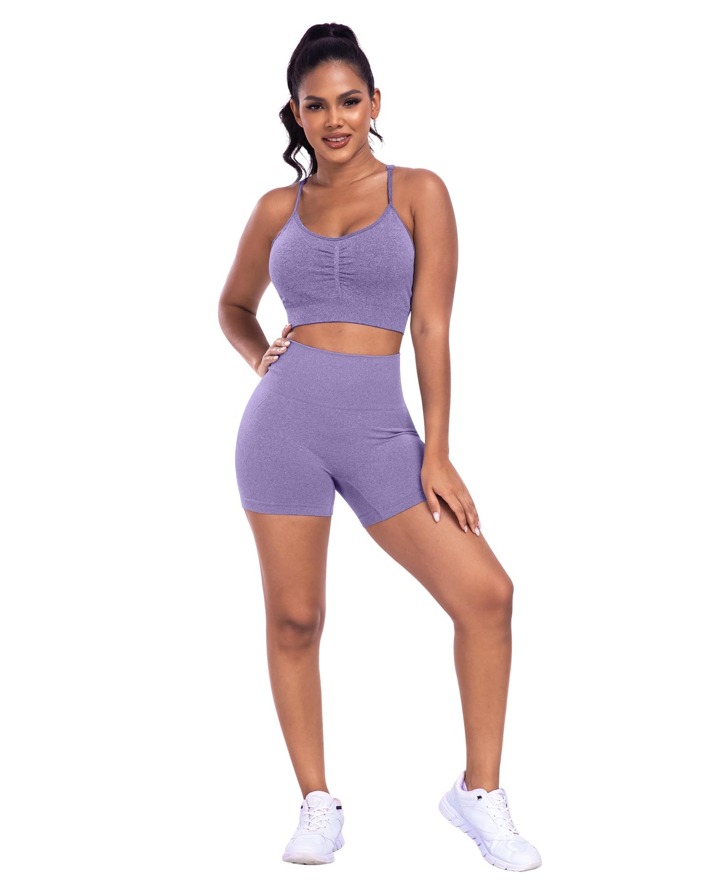 ATHVOTAR 3 Piece Workout Shorts Women Seamless Scrunch Butt Lifting High Waisted Gym Booty Shorts