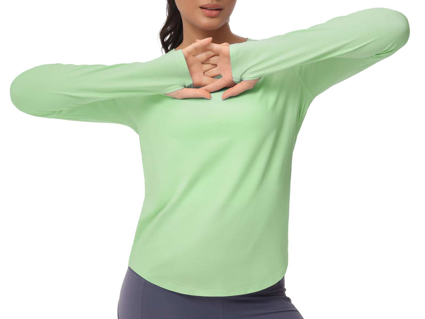 THE GYM PEOPLE Women's Long Sleeve Workout Shirts Athletic Crewneck Hiking Tops with Thumb Hole