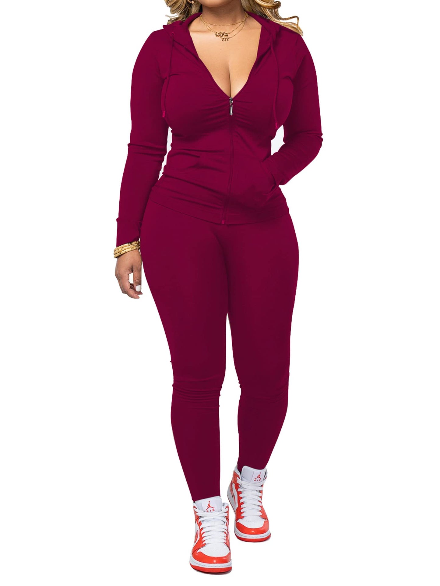 Mrskoala Two Piece Outfits for Women Jogger Sets Workout Sweat Suits Tracksuit Pants Set