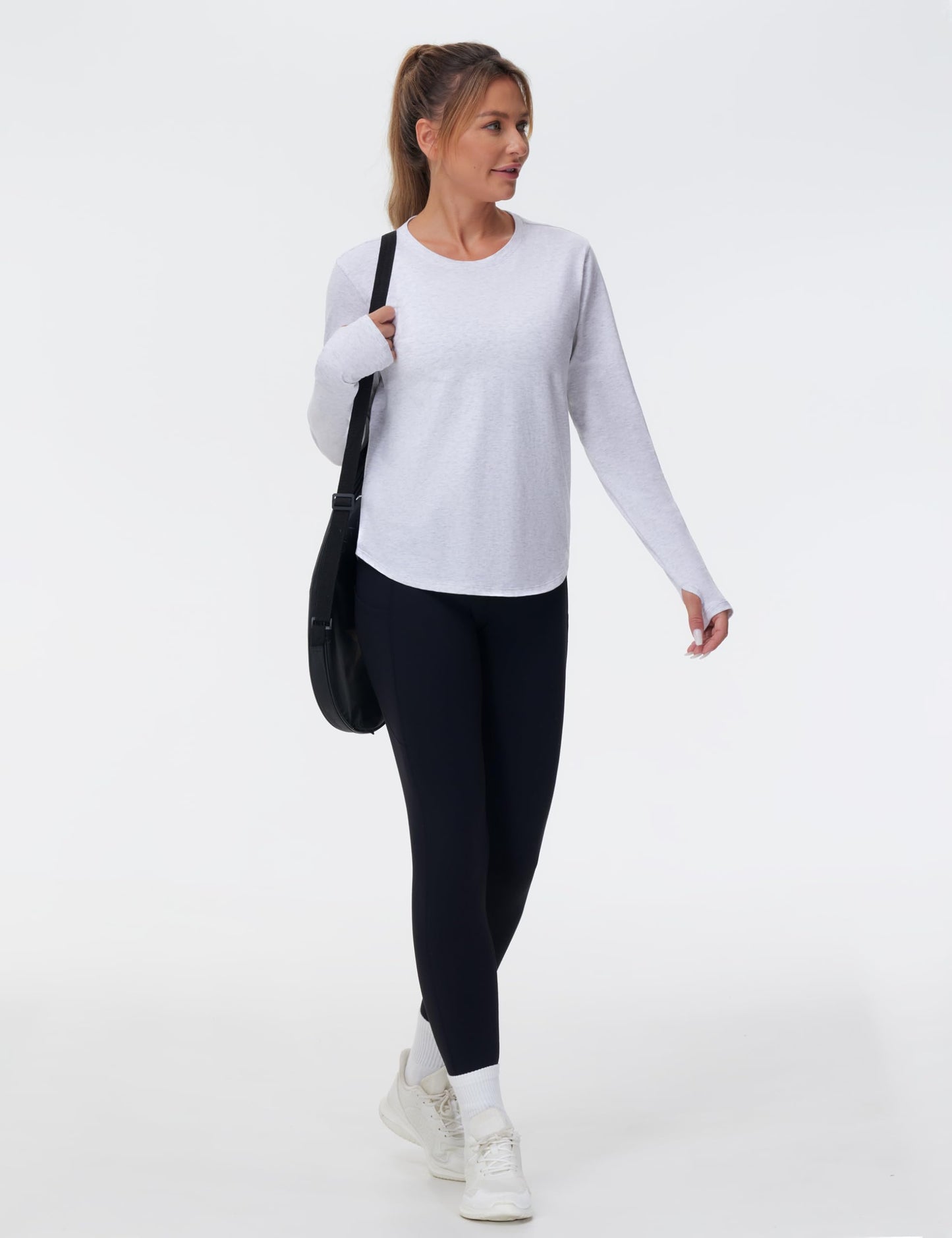 THE GYM PEOPLE Women's Long Sleeve Workout Shirts Athletic Crewneck Hiking Tops with Thumb Hole