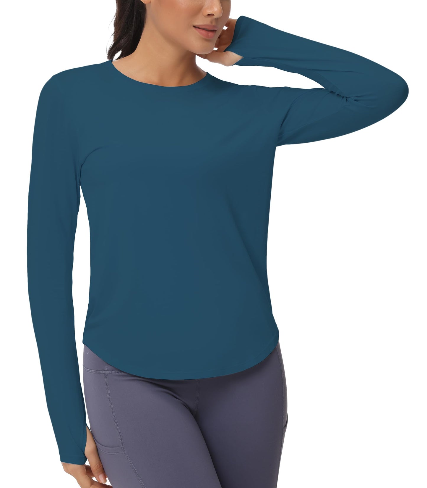 THE GYM PEOPLE Women's Long Sleeve Workout Shirts Athletic Crewneck Hiking Tops with Thumb Hole