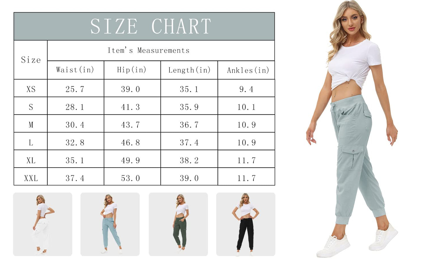 MoFiz Women's Lightweight Hiking Cargo Pants Outdoor Quick Dry Casual Travel Sweatpants Joggers Elastic Waist Button Pockets