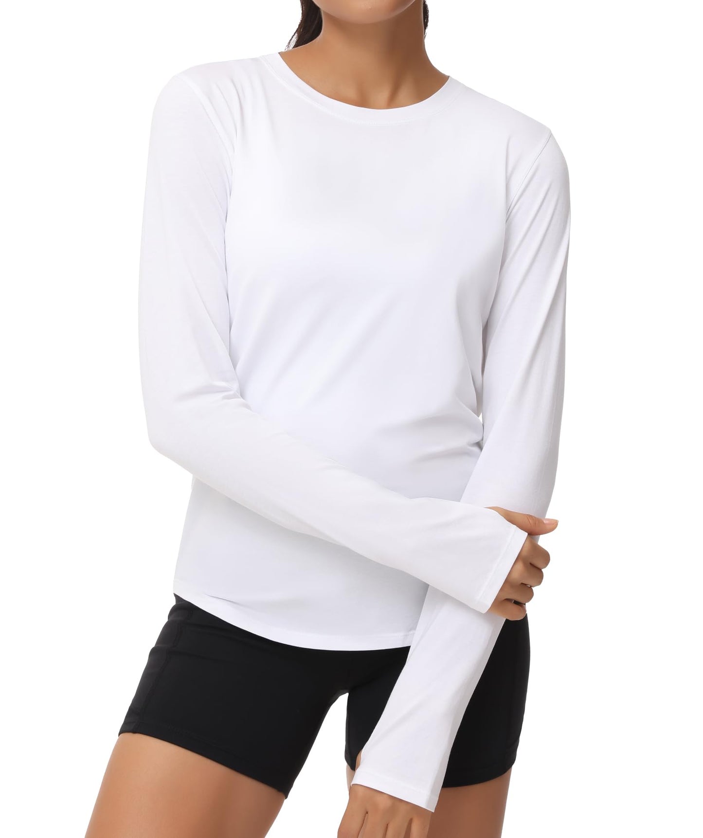 THE GYM PEOPLE Women's Long Sleeve Workout Shirts Athletic Crewneck Hiking Tops with Thumb Hole