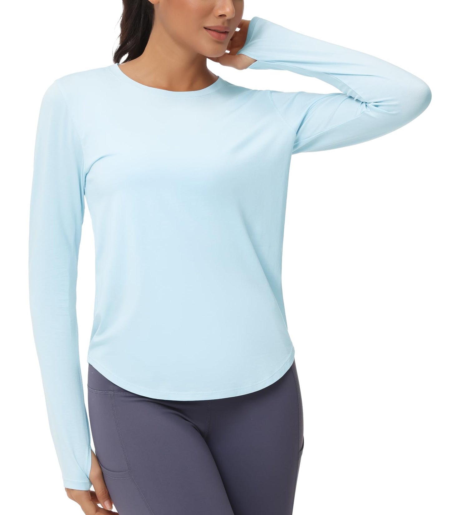 THE GYM PEOPLE Women's Long Sleeve Workout Shirts Athletic Crewneck Hiking Tops with Thumb Hole