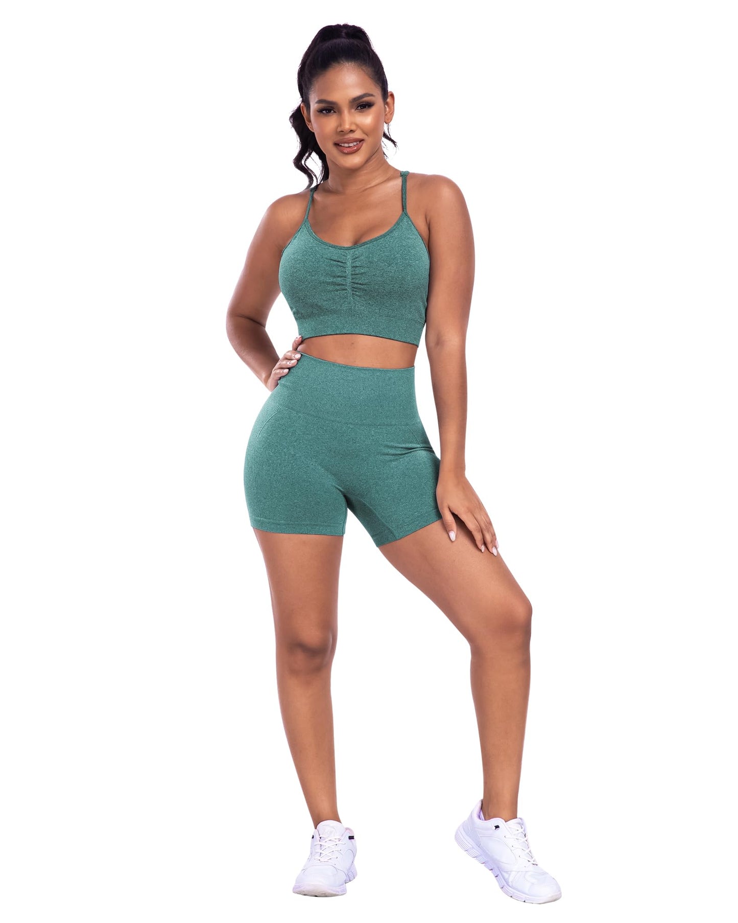 ATHVOTAR 3 Piece Workout Shorts Women Seamless Scrunch Butt Lifting High Waisted Gym Booty Shorts