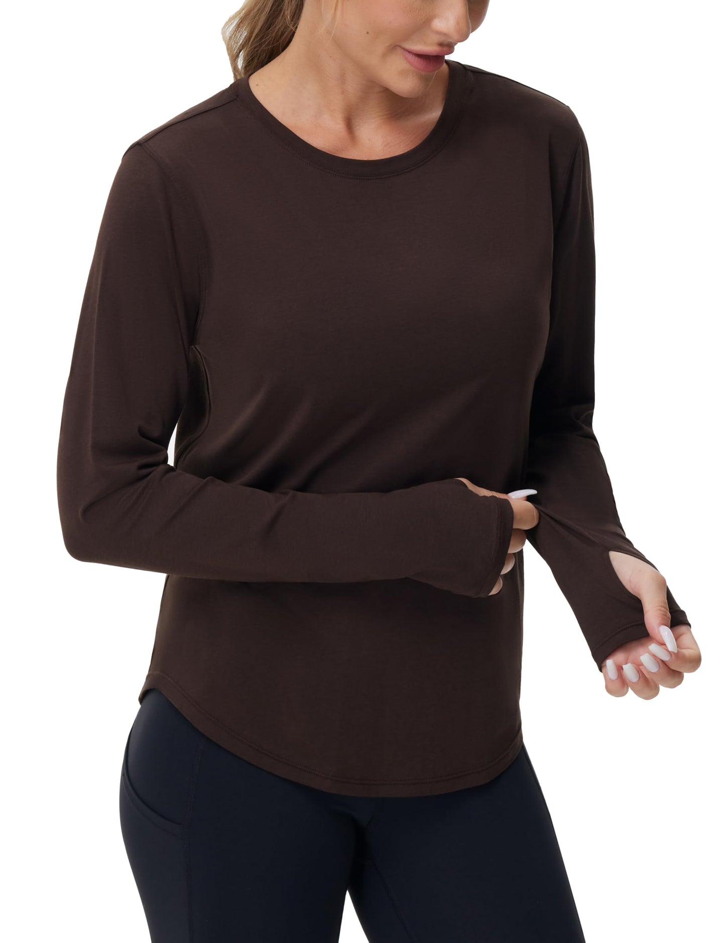 THE GYM PEOPLE Women's Long Sleeve Workout Shirts Athletic Crewneck Hiking Tops with Thumb Hole