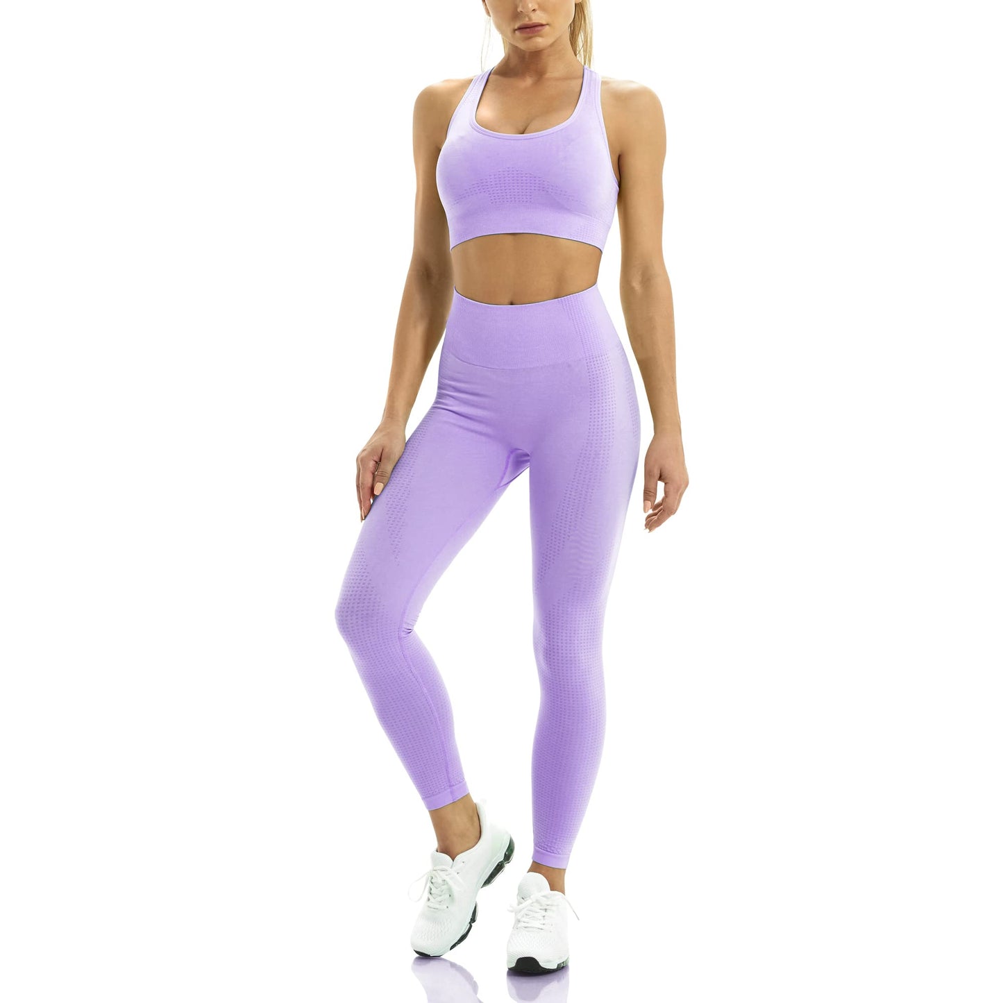 WodoWei Women 2 Piece Workout Outfits Sports Bra Seamless Leggings Yoga Gym Activewear Set