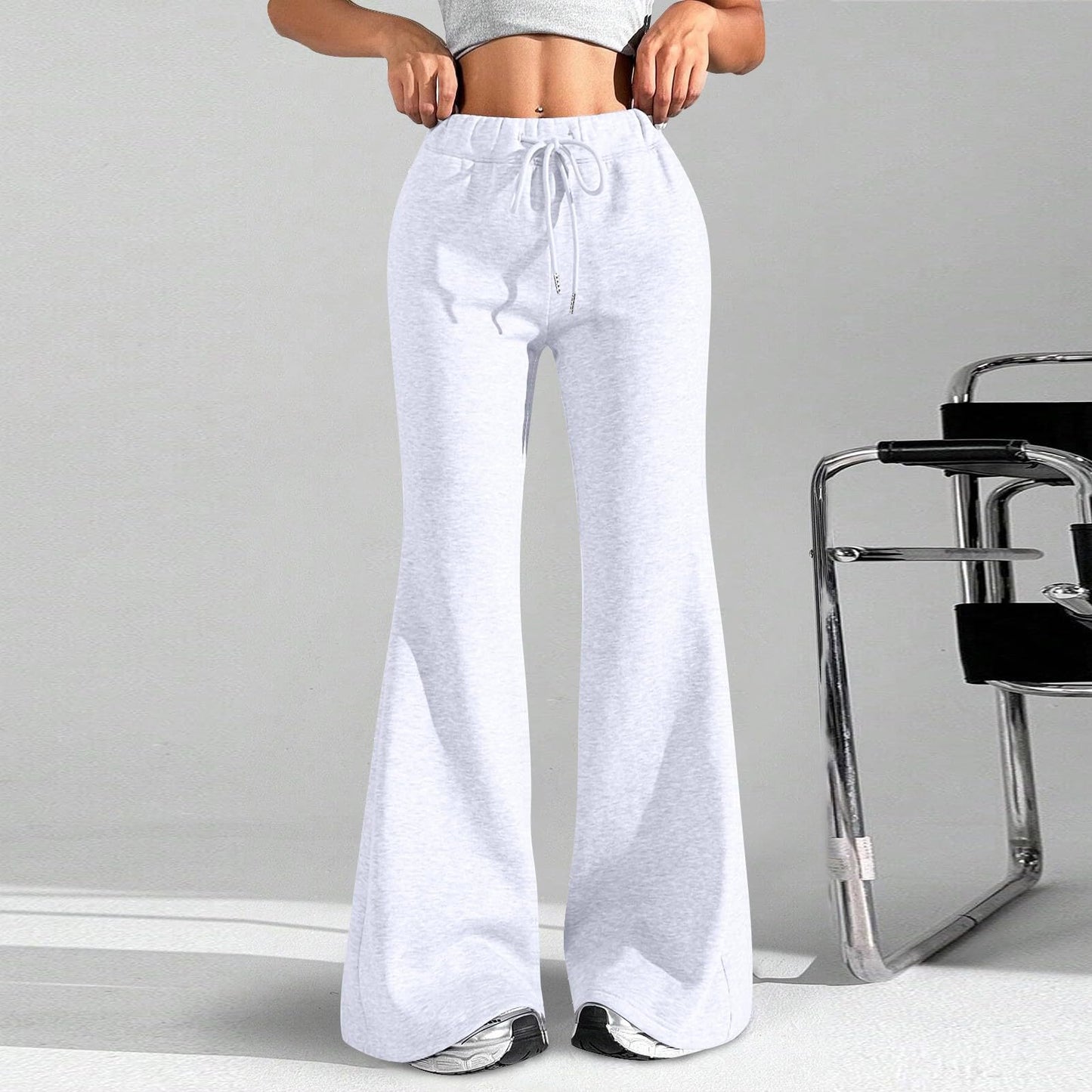 Women Wide Leg Sweatpants High Waisted Baggy Flare Sweatpants with Pockets Plus Size Drawstring Y2K Flare Pants