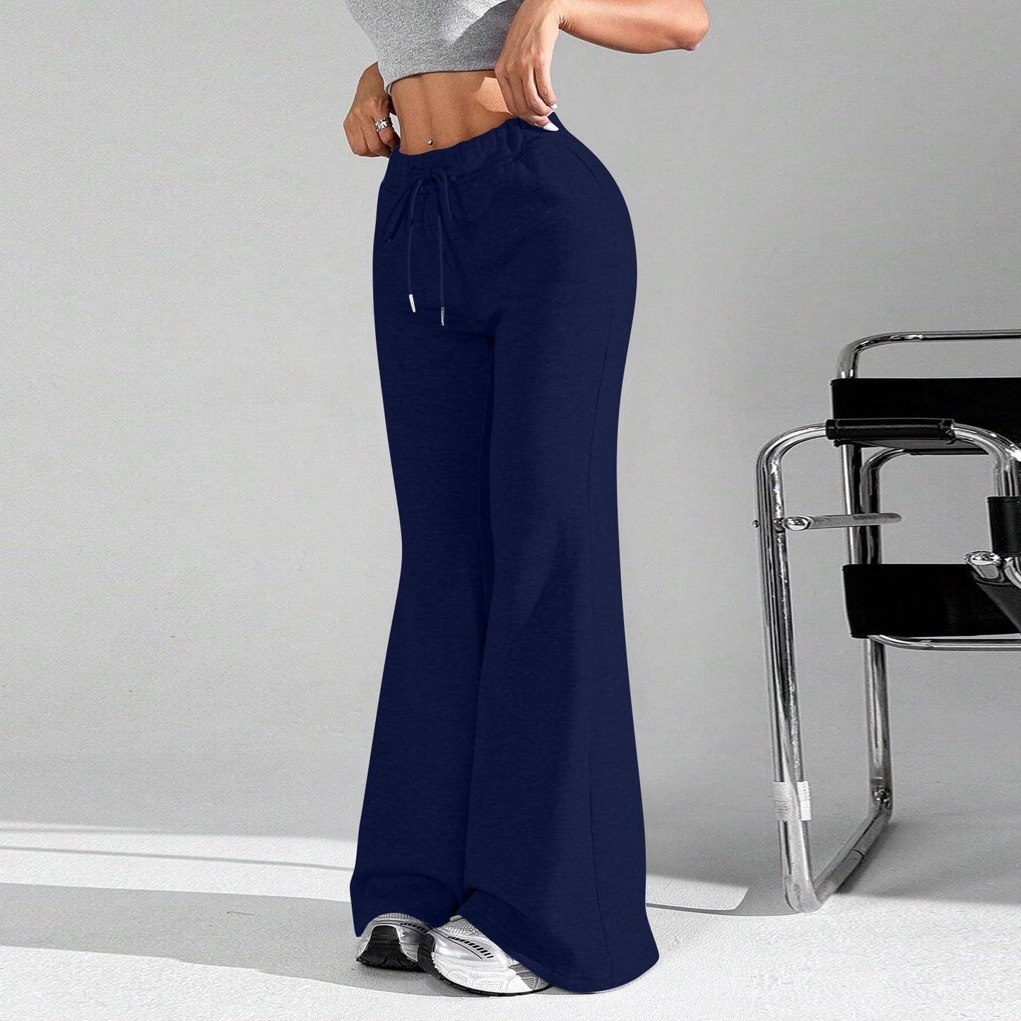 Women Wide Leg Sweatpants High Waisted Baggy Flare Sweatpants with Pockets Plus Size Drawstring Y2K Flare Pants