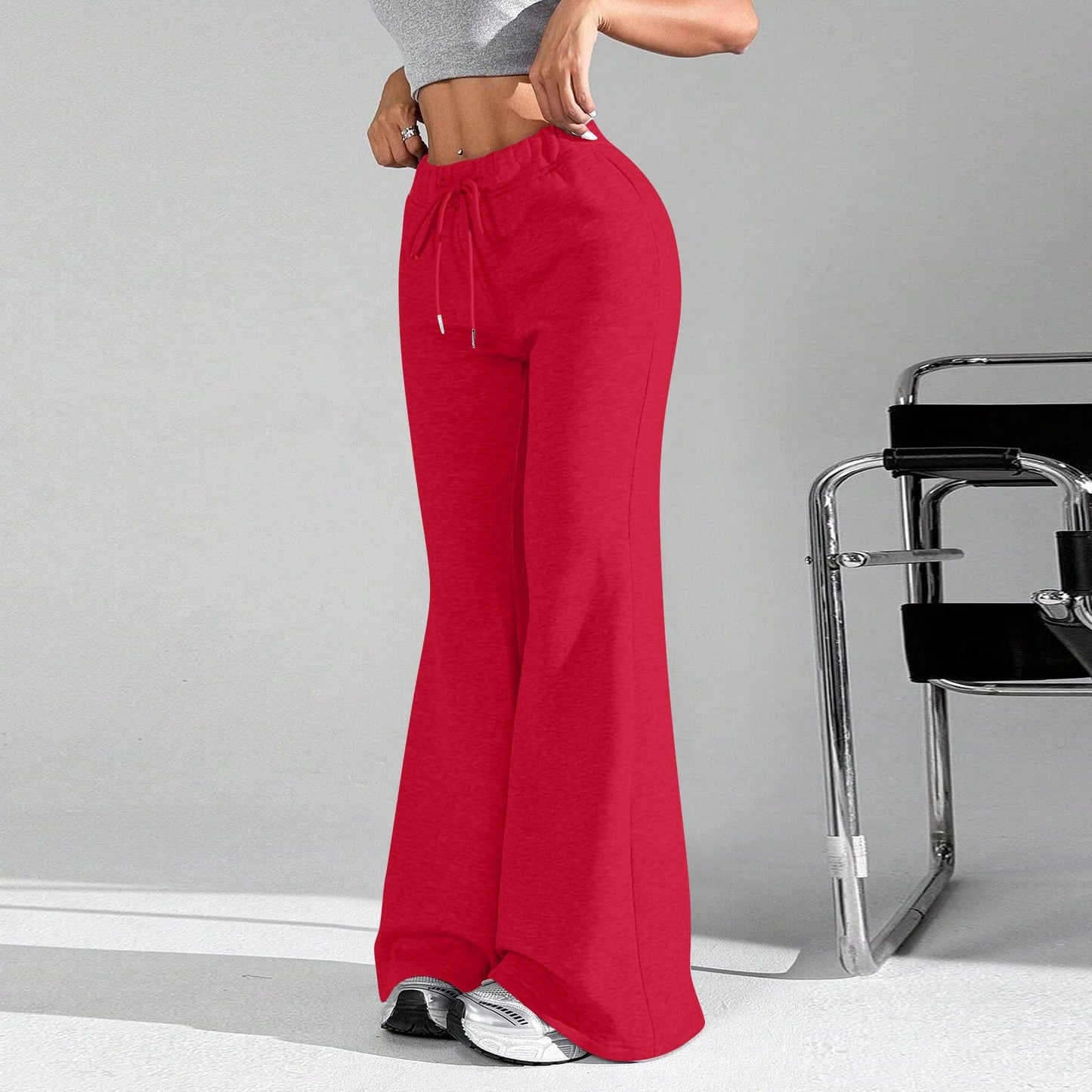 Women Wide Leg Sweatpants High Waisted Baggy Flare Sweatpants with Pockets Plus Size Drawstring Y2K Flare Pants