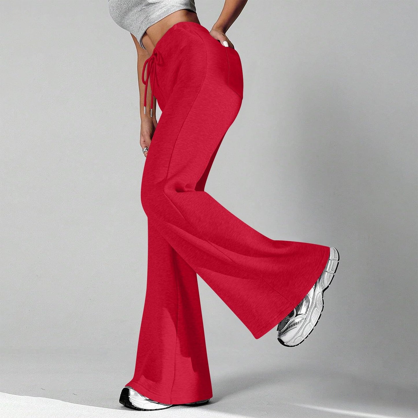 Women Wide Leg Sweatpants High Waisted Baggy Flare Sweatpants with Pockets Plus Size Drawstring Y2K Flare Pants