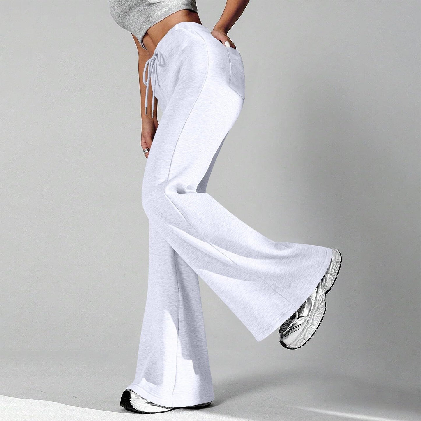 Women Wide Leg Sweatpants High Waisted Baggy Flare Sweatpants with Pockets Plus Size Drawstring Y2K Flare Pants