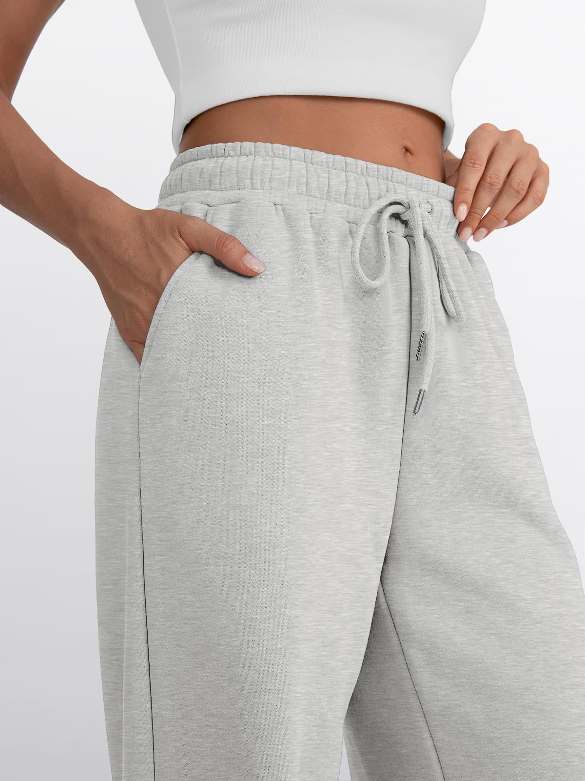 Trendy Queen Womens Wide Leg Sweatpants High Waisted Baggy Lounge Pants Drawstring Athletic Flared Joggers with Pockets