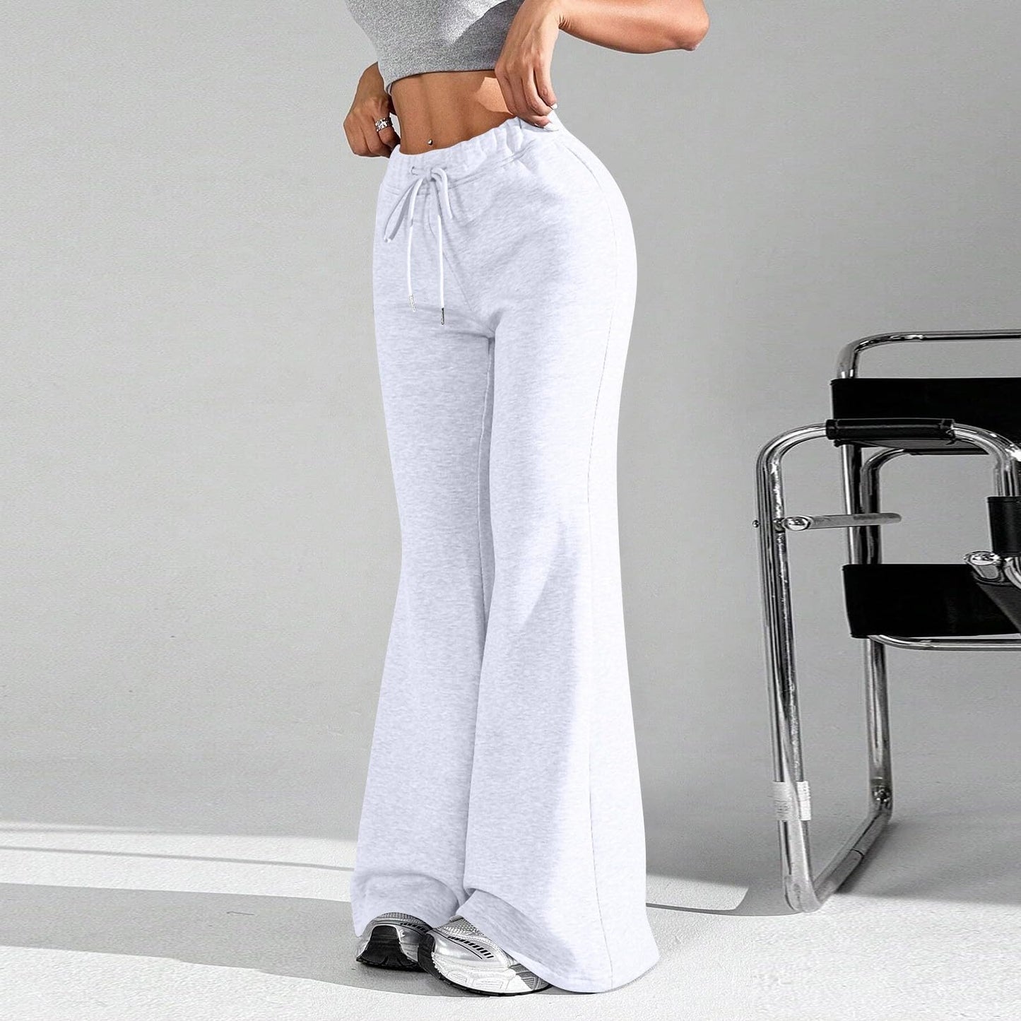 Women Wide Leg Sweatpants High Waisted Baggy Flare Sweatpants with Pockets Plus Size Drawstring Y2K Flare Pants