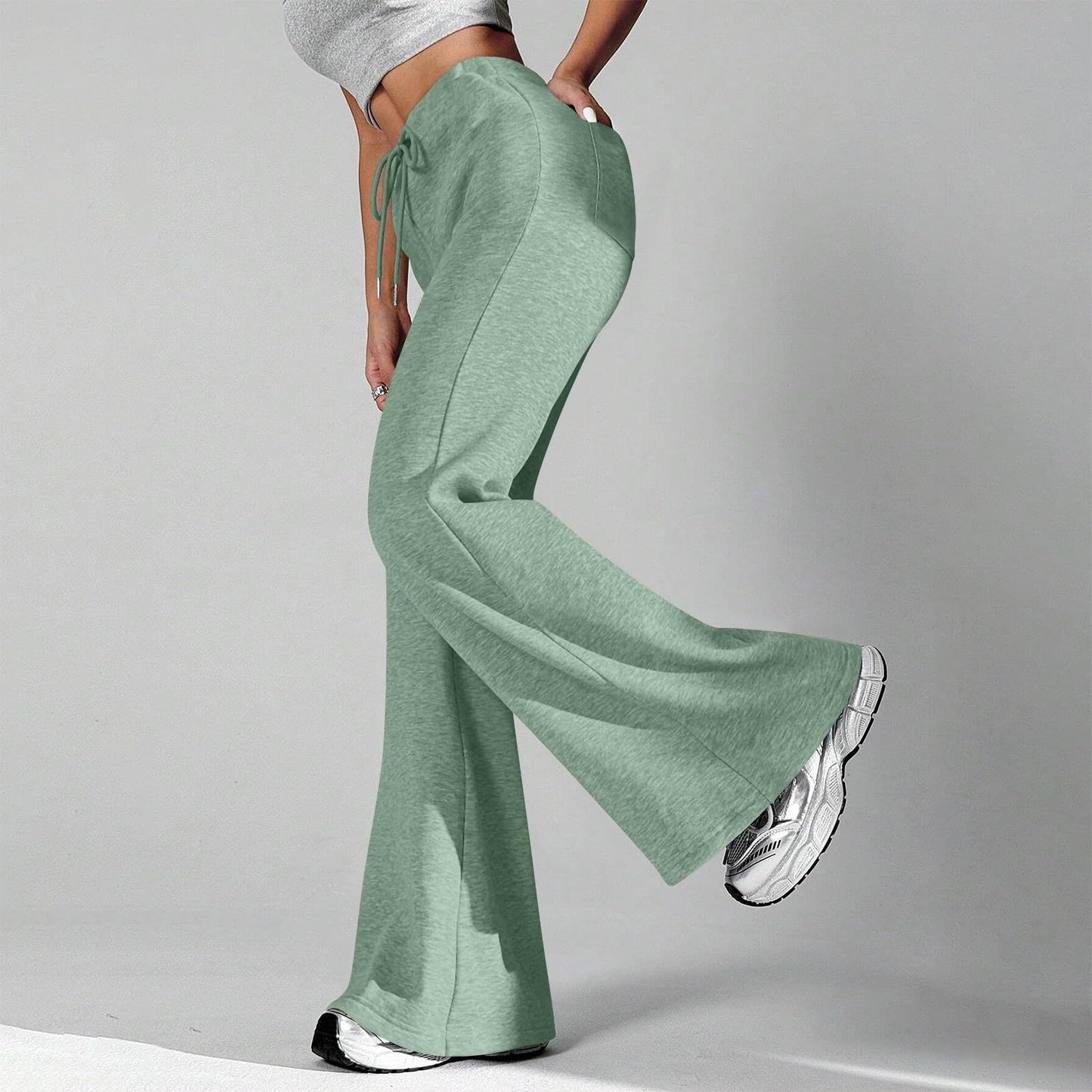 Women Wide Leg Sweatpants High Waisted Baggy Flare Sweatpants with Pockets Plus Size Drawstring Y2K Flare Pants