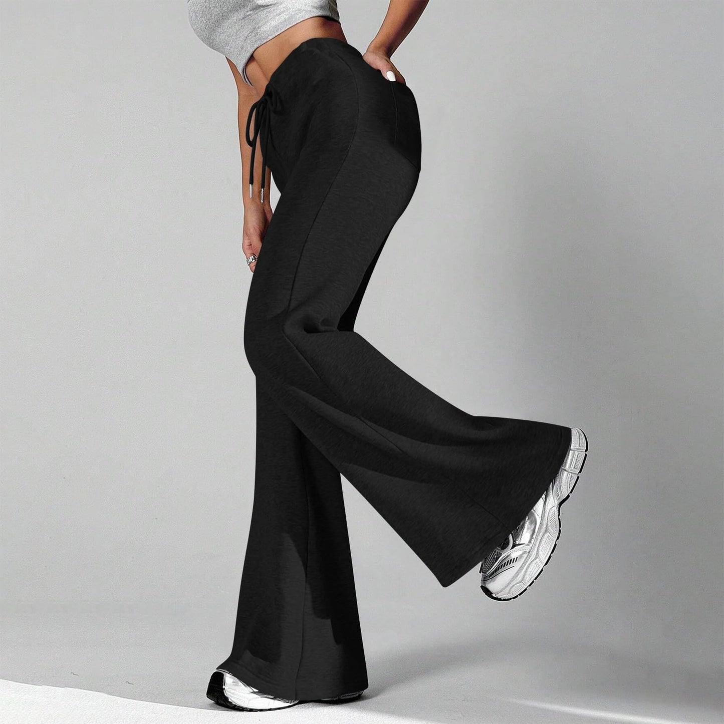 Women Wide Leg Sweatpants High Waisted Baggy Flare Sweatpants with Pockets Plus Size Drawstring Y2K Flare Pants