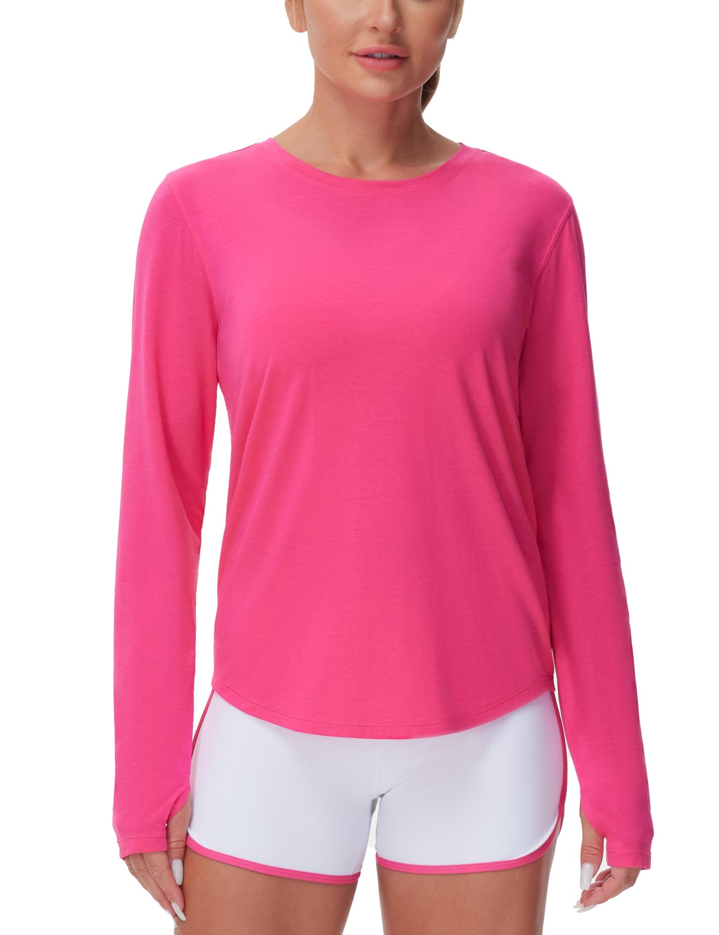 THE GYM PEOPLE Women's Long Sleeve Workout Shirts Athletic Crewneck Hiking Tops with Thumb Hole