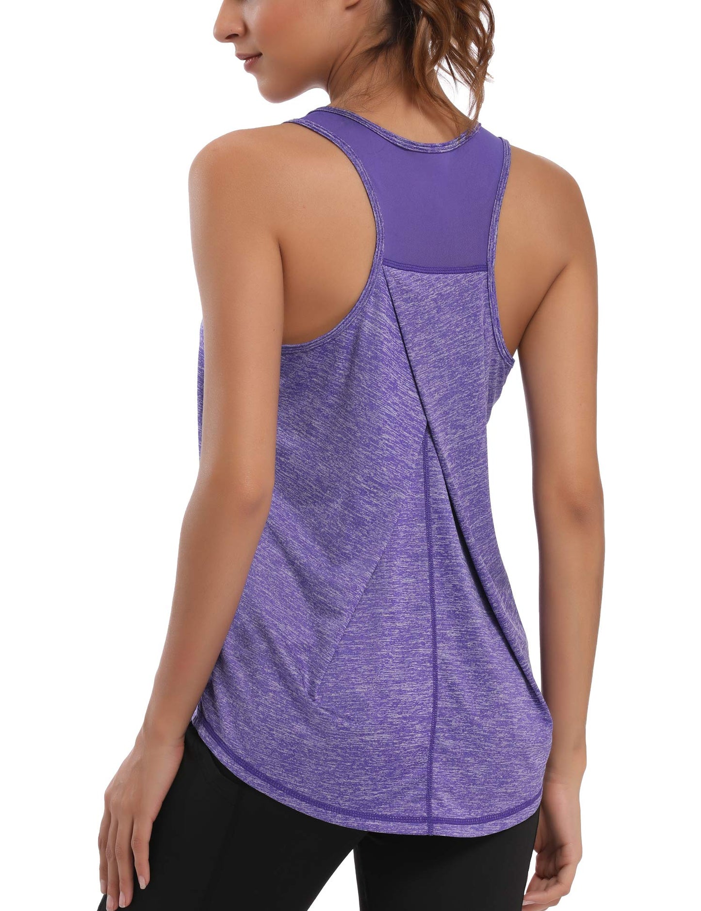 Aeuui Womens Workout Tops for Women Racerback Tank Tops Mesh Yoga Shirts Athletic Running Tank Tops Sleeveless Gym Clothes